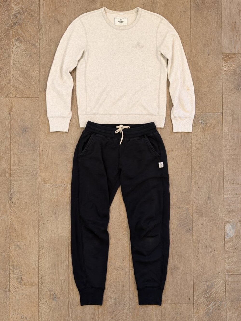 Reigning Champ 2-Piece Bundle Grey Crewneck XS Navy Sweatpants S Made in Canada